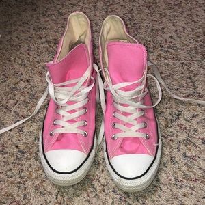 converse pink high top shoes
